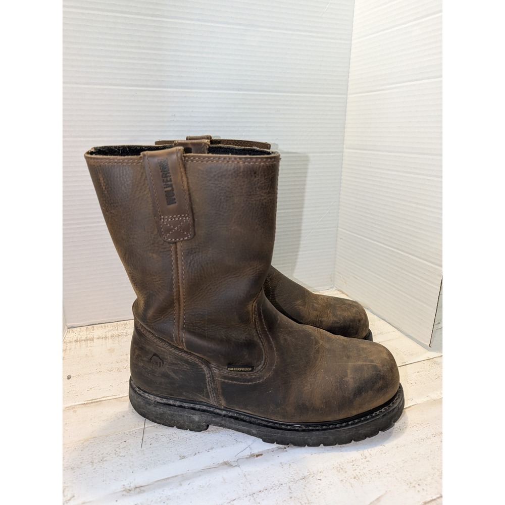 Wolverine Mens Floorhand Waterproof 10" Wellington Leather Boots Size 9 EW Brown